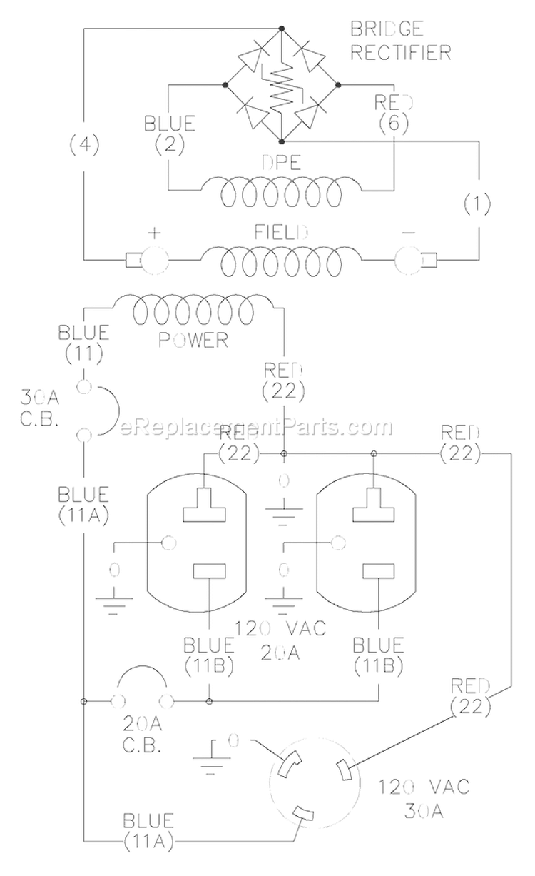 Page D Diagram and Parts List for 1667-0  Briggs and Stratton Generator
